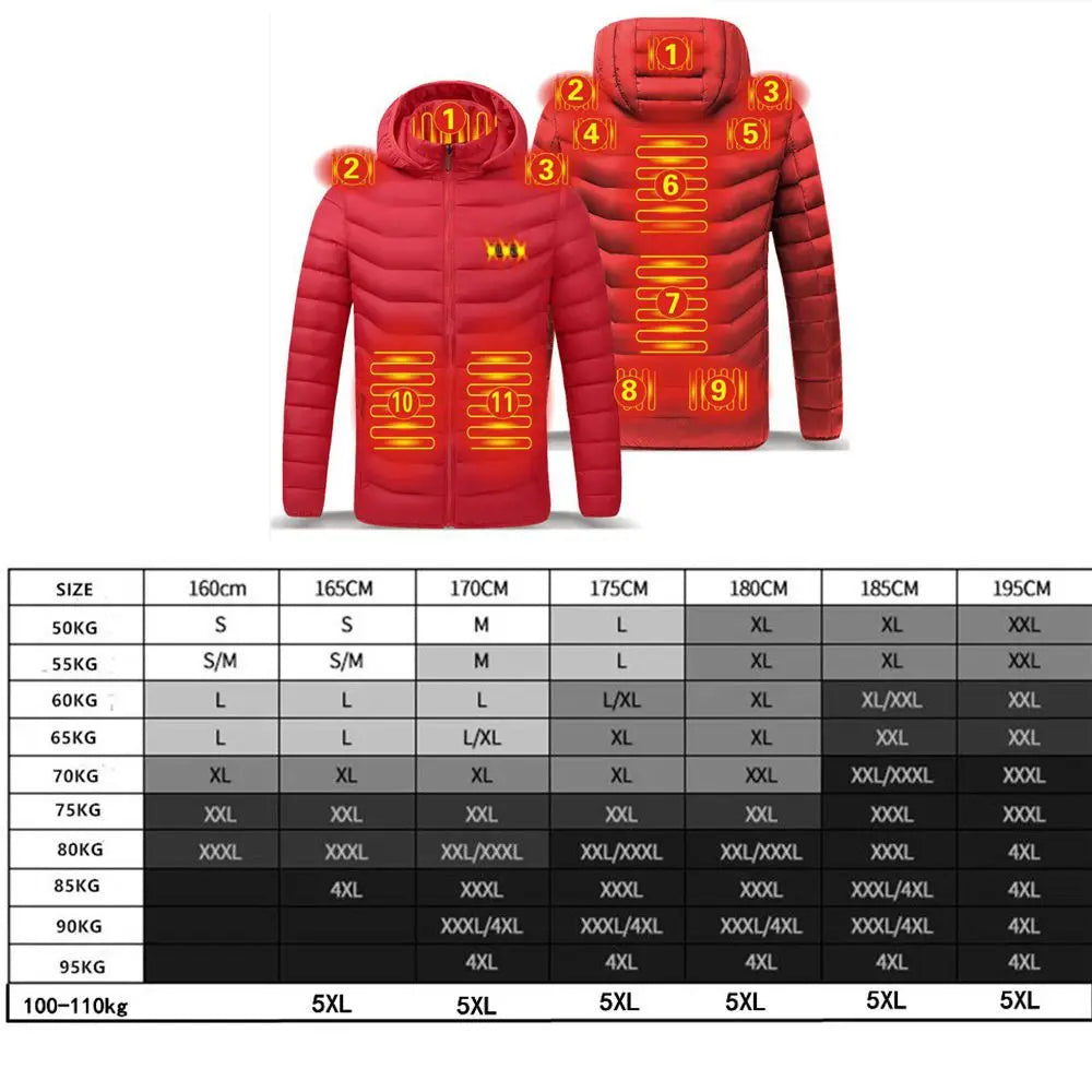 Men's USB Heated Winter Parka Jacket