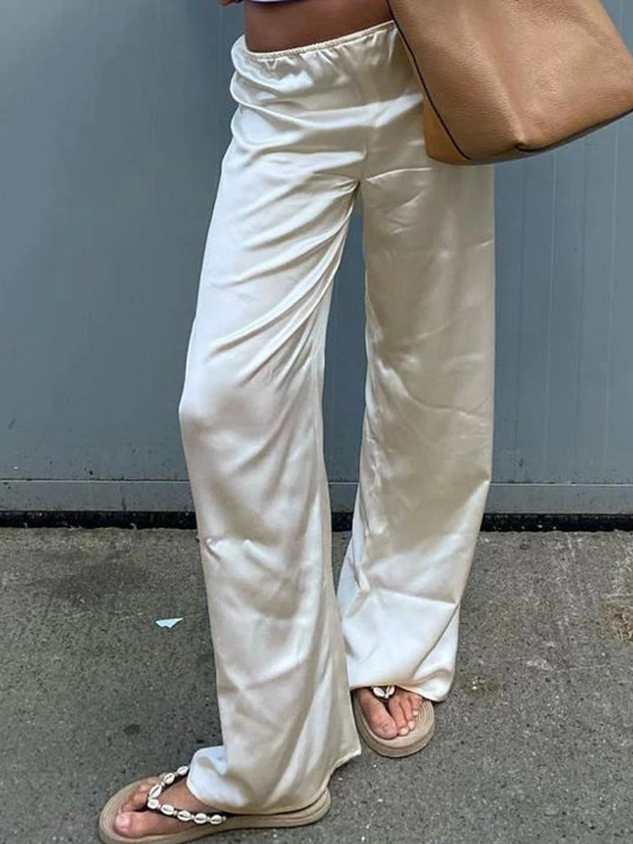 Women's Elegant Satin Dress Pants