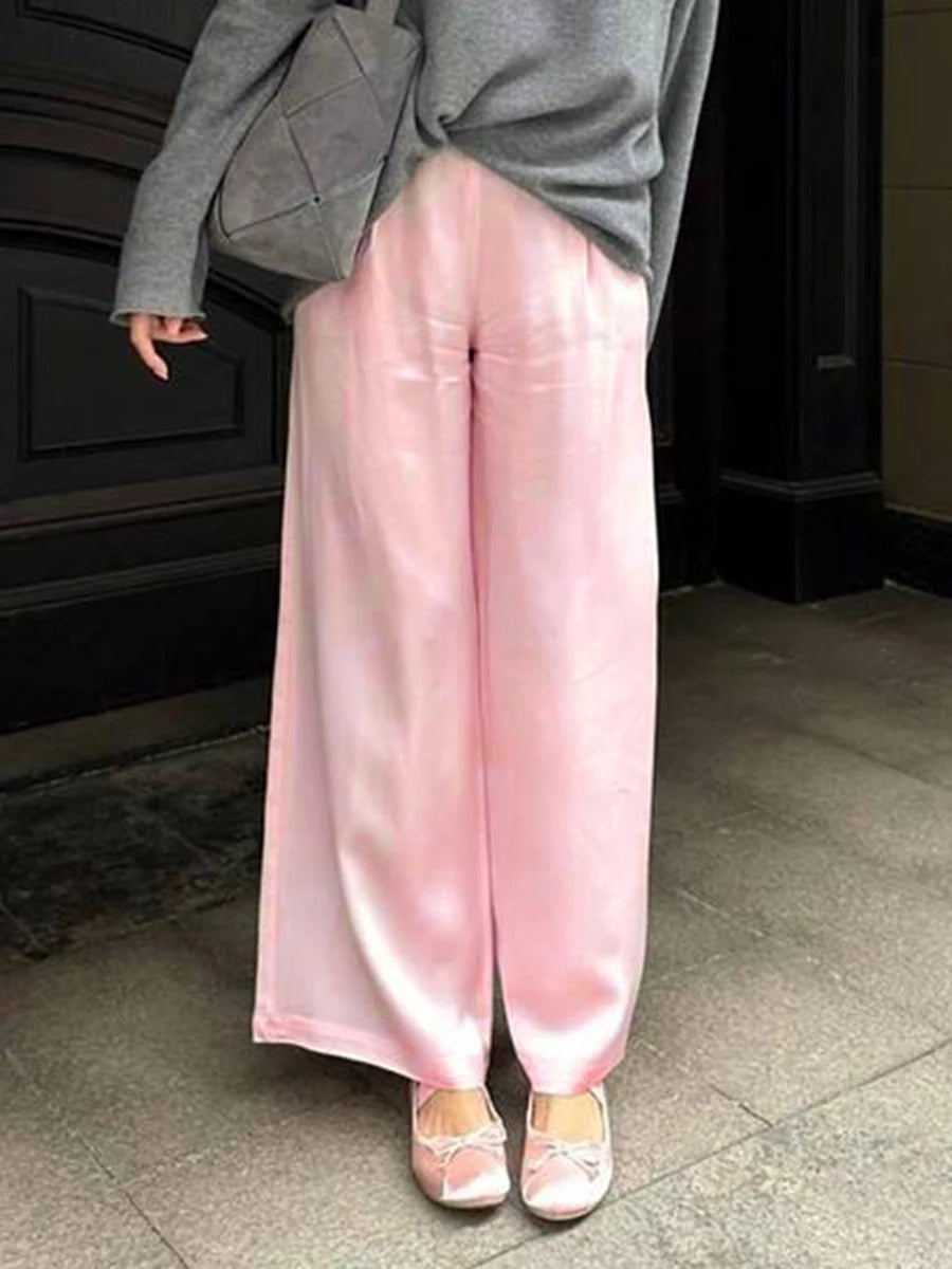 Women's Elegant Satin Dress Pants