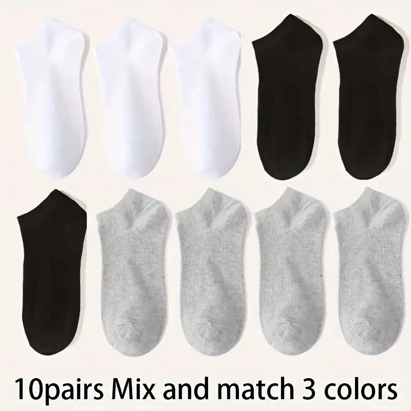5/10-Pack Unisex Comfort-Fit Ankle Socks