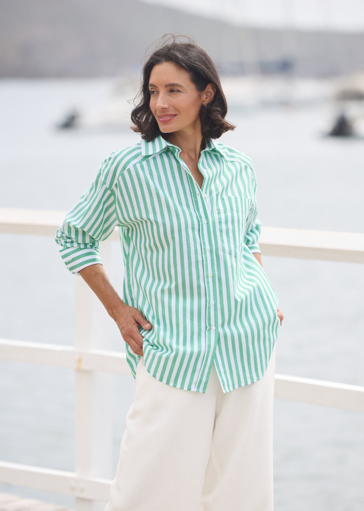 BERTIE STRIPE SHIRT - APPLE GREEN
