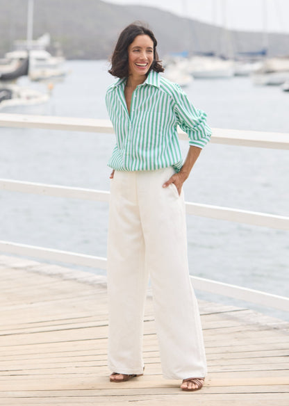 BERTIE STRIPE SHIRT - APPLE GREEN