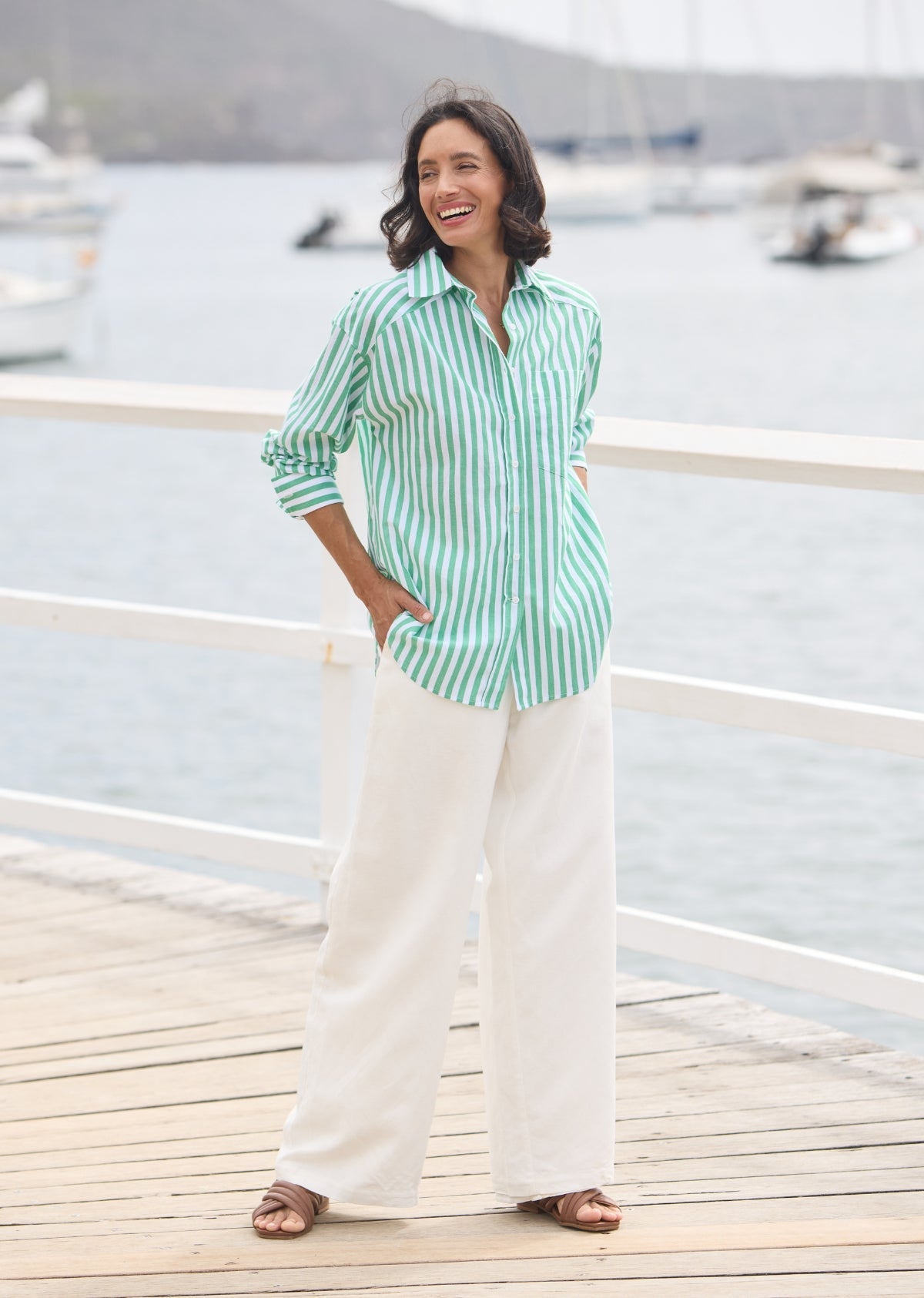 BERTIE STRIPE SHIRT - APPLE GREEN