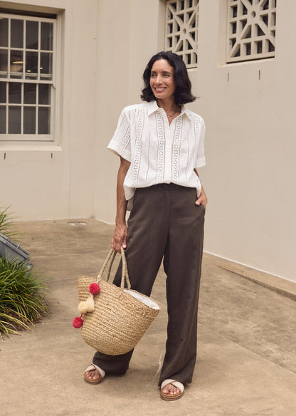 SADIE EMBROIDERED SHIRT - IVORY