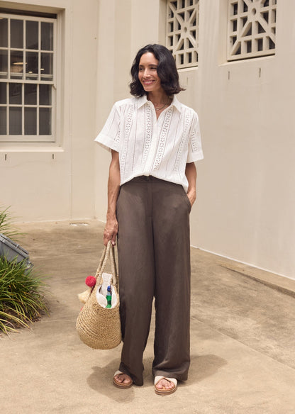 SADIE EMBROIDERED SHIRT - IVORY
