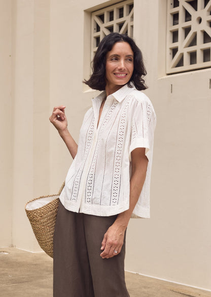SADIE EMBROIDERED SHIRT - IVORY