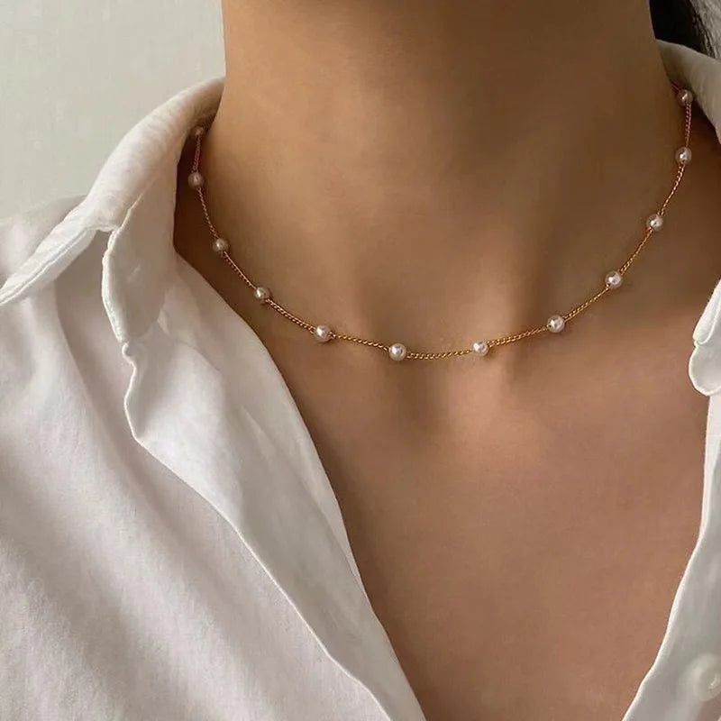 3pcs 14K Heart Pearl Necklace