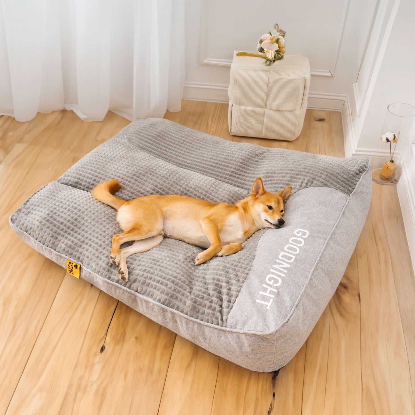 Dog Bed Orthopedic Memory Foam with Raised Headrest Support
