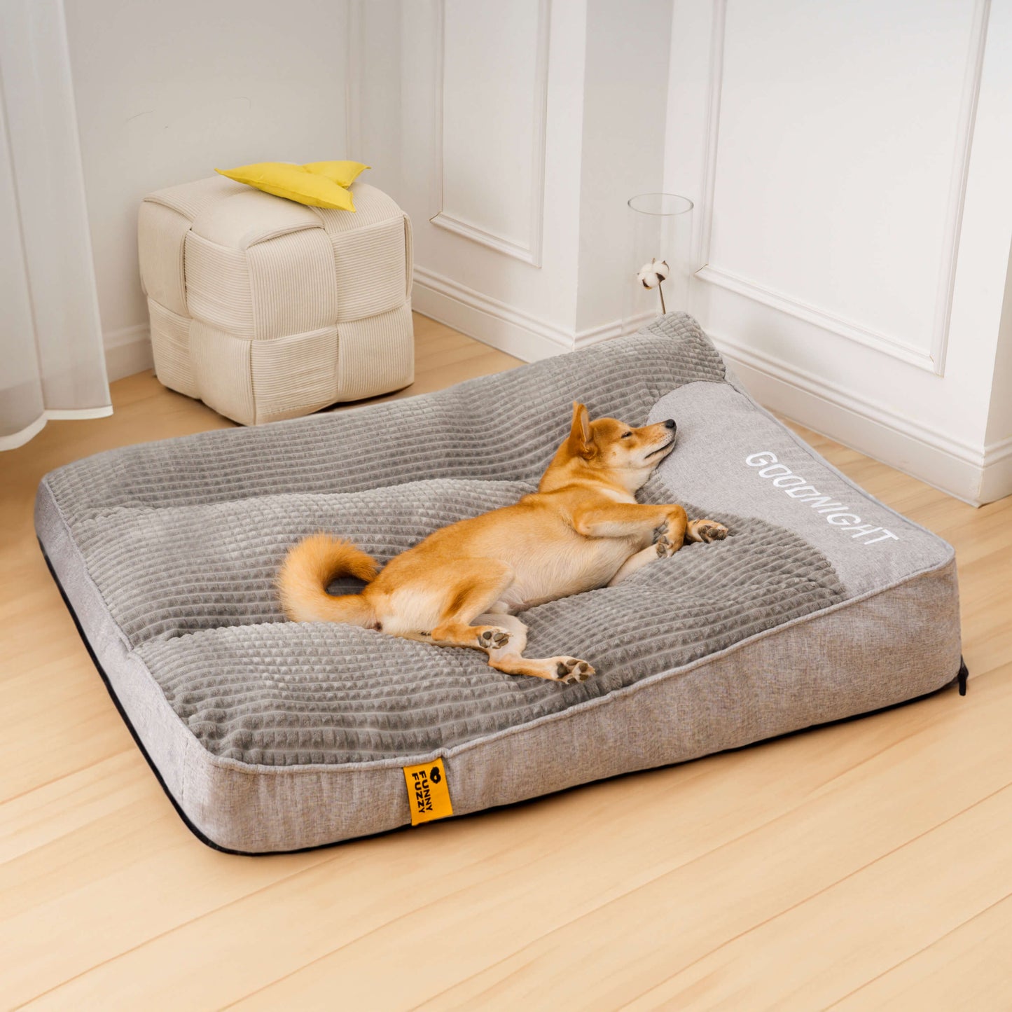 Dog Bed Orthopedic Memory Foam with Raised Headrest Support